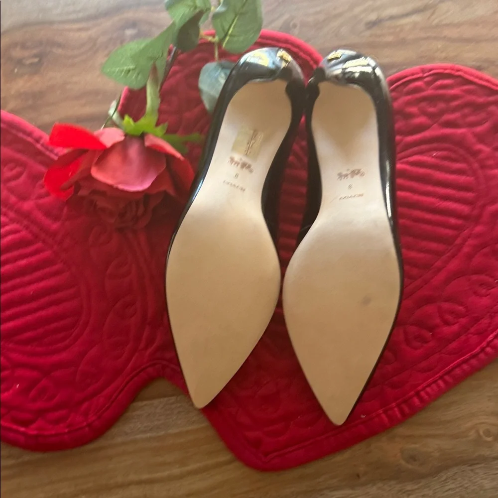 Coach Glossy Black Women's Heels - Picture 3 of 4